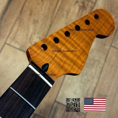 Roasted Flame Maple Rosewood Strat Stratocaster Neck Fits Warmoth & Fender SR2F