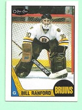 (1) BILL RANFORD 1987-88 OPC # 13 BRUINS ROOKIE CREASED CARD (N3626). rookie card picture