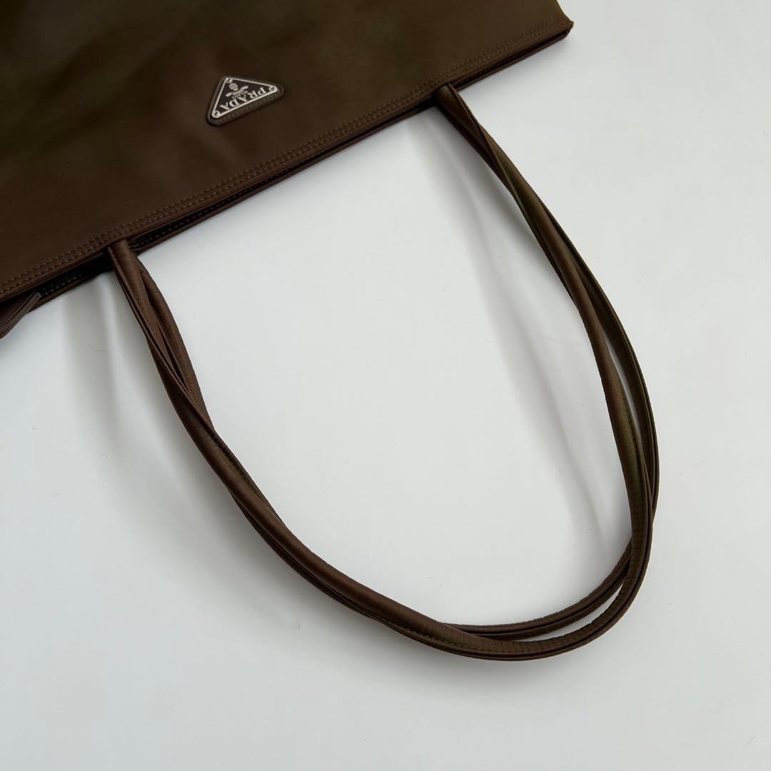 PRADA Tessuto Nylon Shoulder Tote Bag Brown Triangle Logo Used thumbnail 7