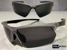 Sporty Biker Wrap Around Shield Fishing POLARIZED SUN GLASSES For Men Gray Frame