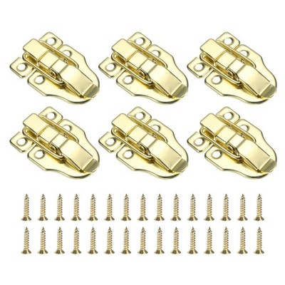 6Pcs Duck-billed Hasp Lock Retro Box Toggle Latch without Padlock Hole Gold