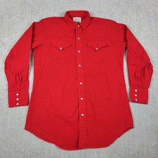 Vintage 90s H Bar C Shirt Mens M Red Pearl Snap Western California Ranchwear USA