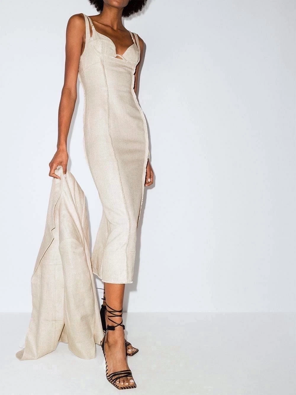 Jacquemus — Jacquemus La Robe Valerie Natural Linen Corset Dress 42 NWTs