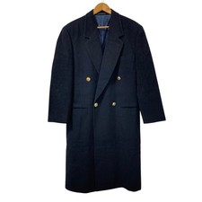 GIANNI VERSACE Cashmere Wool Medusa Button Long Chester Coat 46, Black mens USED