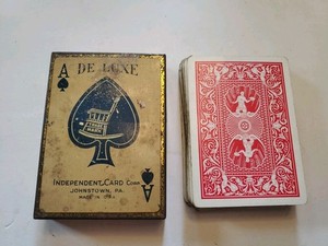Rare Independent Card Co Playing Cards W/ Tin Case Johnstown PA.        48 Cards