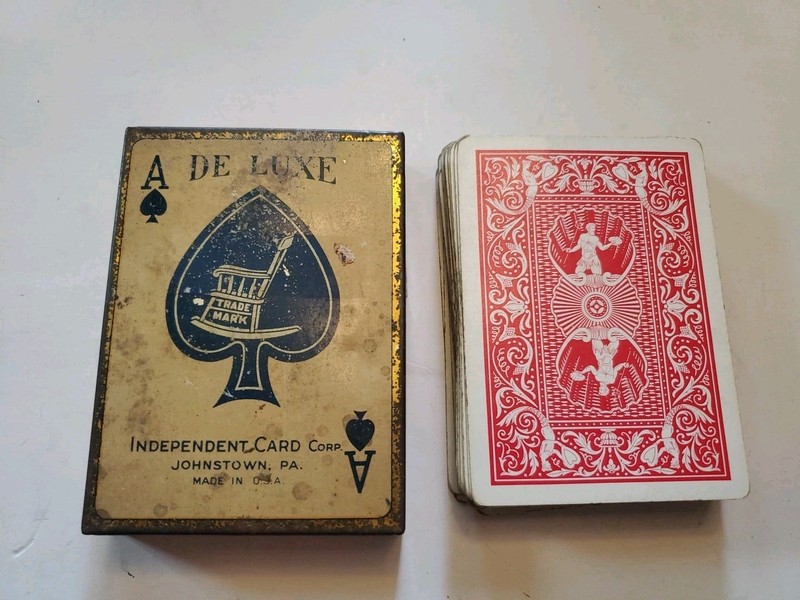 Rare Independent Card Co Playing Cards W/ Tin Case Johnstown PA.        48 Cards