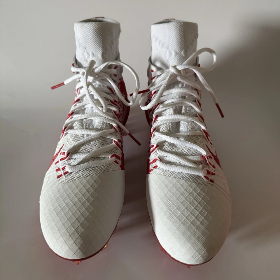 Nike Men’s 9.5 Alpha Huarache 7 Elite LAX Lacrosse Cleats White/Red CJ0224-102 - Image 3 of 4