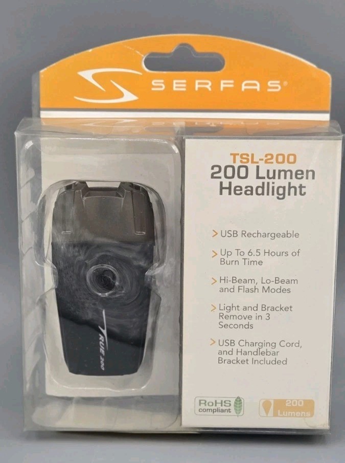 Serfas True TSL-200 Bike Headlight 200 Lumen USB Rechargeabl