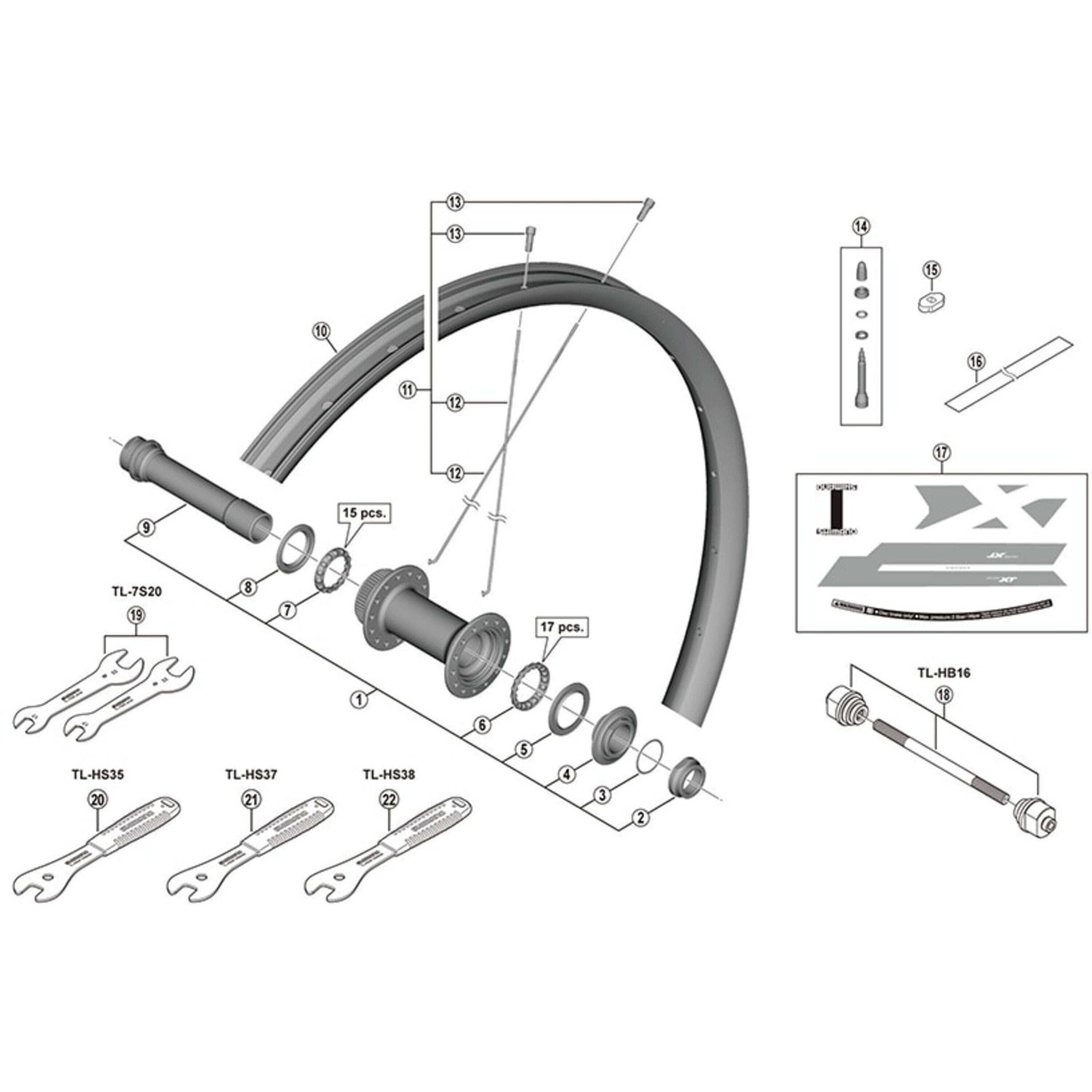 Shimano Spares WH-M8120-TL-F15-B-29 spoke, 293 mm