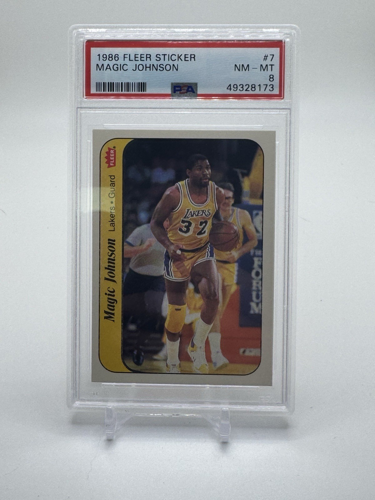 1986 Fleer Sticker Magic Johnson. PSA 8! NM-MT