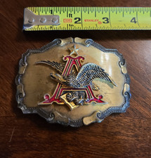 Vintage 1980's Classic Anheuser Busch Budweiser Beer Eagle Logo Belt Buckle