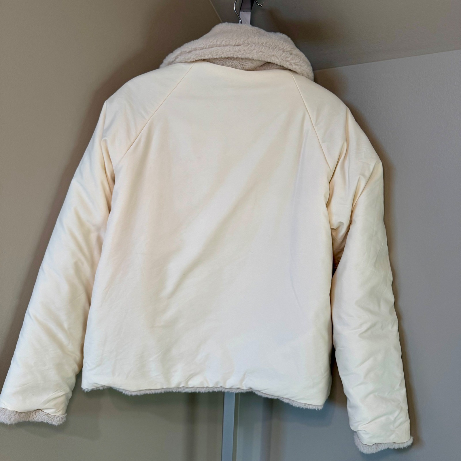 Reversible Shearling Lined Jacket Cream Button Fr… - image 2