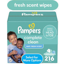 Pampers Complete Clean Baby Fresh Wipes 216 Count 3 Pack Soft Baby Wipes