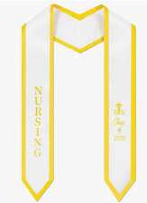 Jecery Nursing Graduation Stole Class of 2026, White and Gold