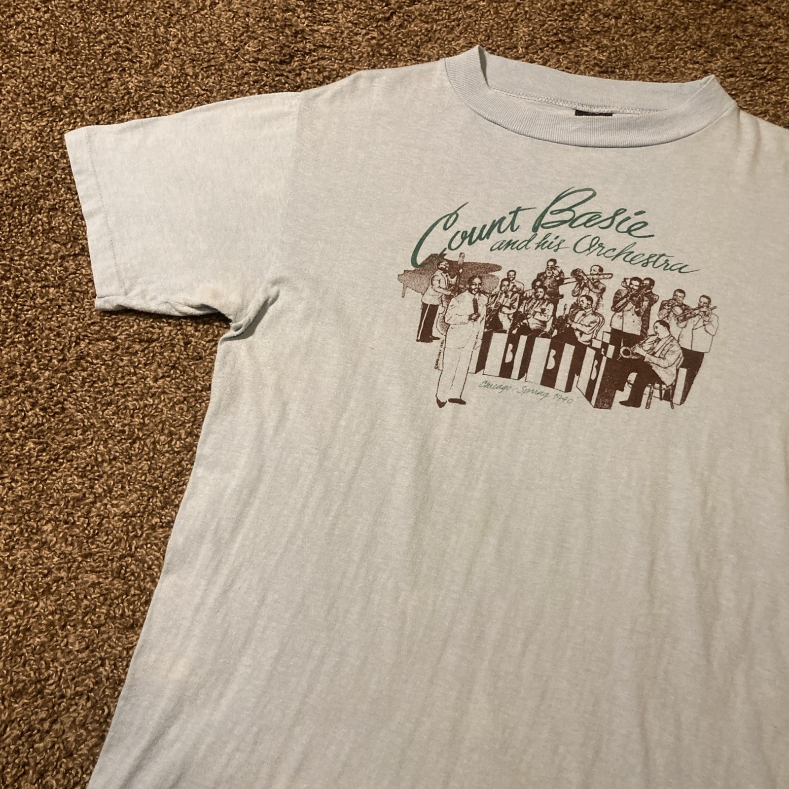 Vintage 70s Count Basie Orchestra Jazz Promo T Shirt Sz M Blue USA Big Band Rare