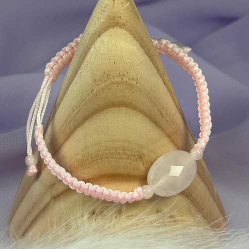 Pulsera amistad cuentas faceta cuarzo rosa, ajustable para niño o adulto SN7225 - Imagen 2 de 4