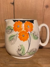 Art Deco Vintage Ceramic Jug Hand Painted Floral Design Arthur Wood 12.5cm Tall