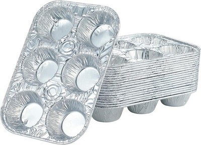 10 Pack Aluminum Muffin Pans 6-Cup Disposable Cupcake Tin Baking Tray Set