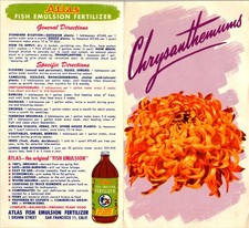 Atlas Fish Emulsion Fertilizer Brochure 1950s San Francisco Organic Gardening