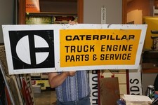 Large 48" Vintage Caterpillar Truck Engine Parts & Service 2 Sided Metal Sign