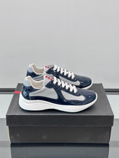 Prada Americas Cup Men's Dark blue Low-top Fashion Casual Sports Shoes   