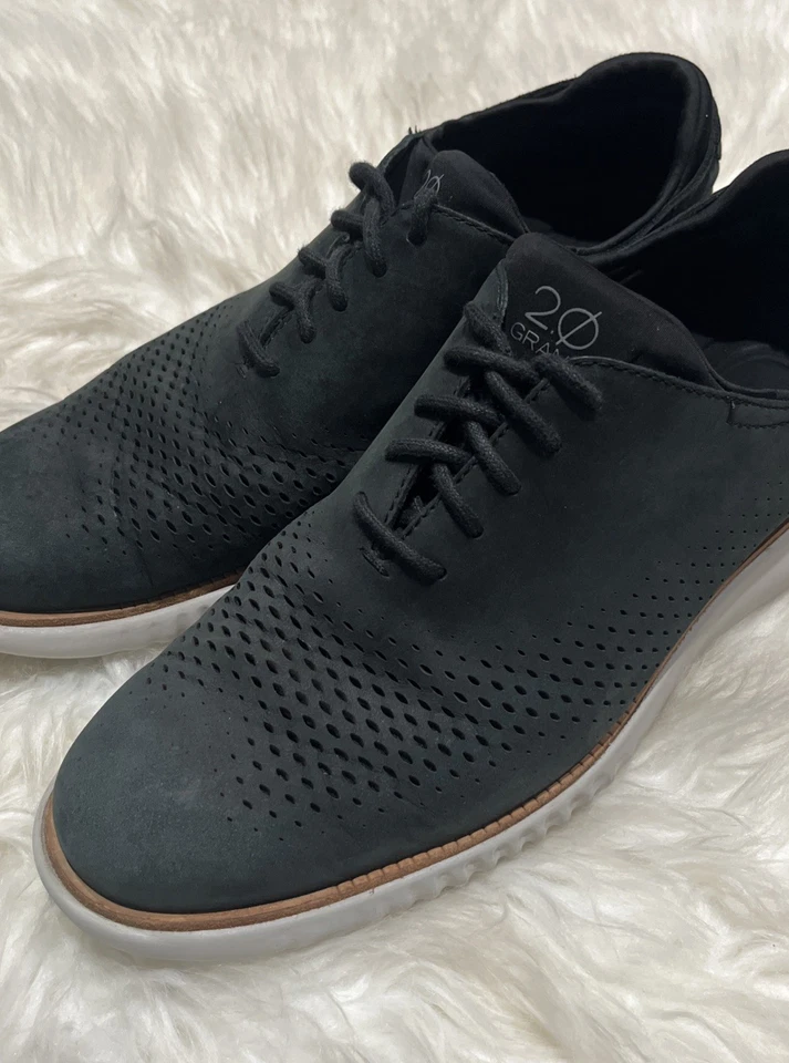 Zapatos Oxford Cole Haan Para Hombre 9.5 M Cuero Azul Punta de Ala Láser C23807 Foto 3 de 4