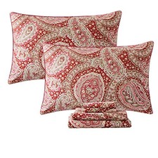 Luxury Paisley Sheets Set Queen Classy Red and Gold Floral Farmhouse Bedding