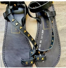 Golden Goose Black Leather Janis Strap Women's Sandals Sz 36 US 6