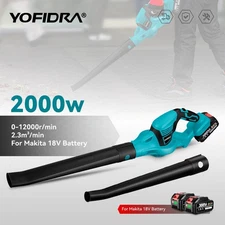 2000W Cordless Leaf Blower Electric Air Blower For Makita 18V W/ 2Batteries
