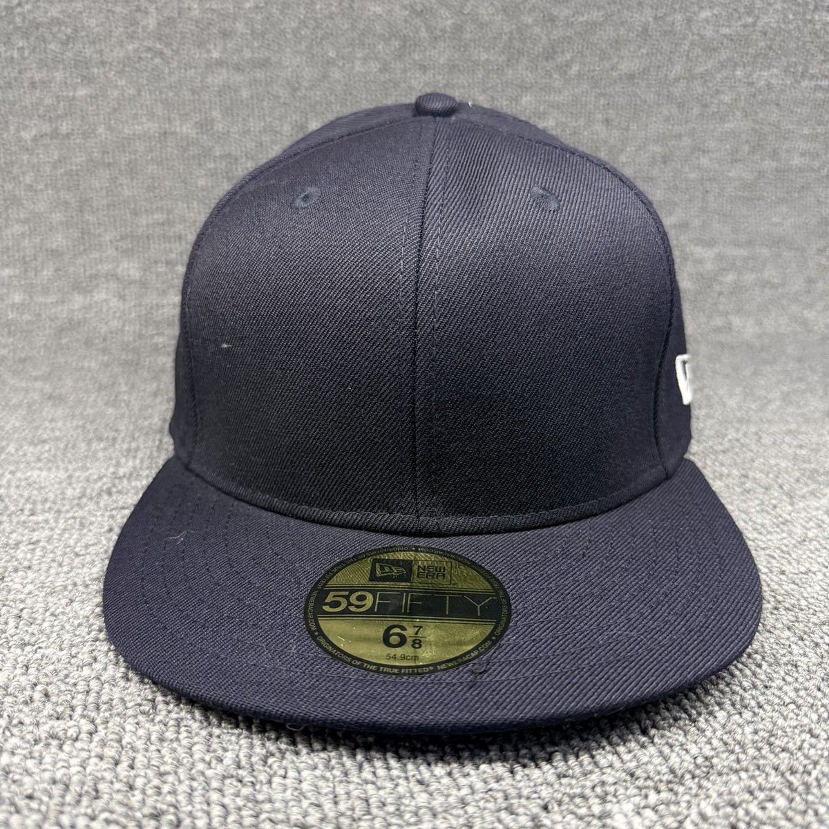 New Era 59FIFTY Blank Fitted Hat Plain Black White Flag Size 6 7/8 54.9cm