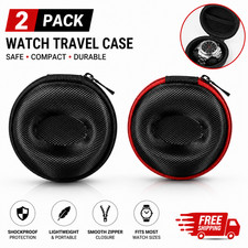 2 Pack Watch Travel Cases Single Watch Storage Boxes with Zipper for Wristwatch.