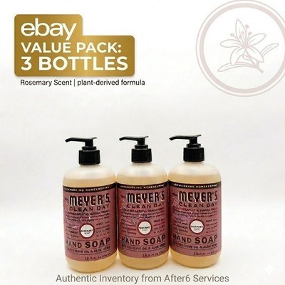 Mrs Meyers Clean Day Rosemary Liquid Hand Soap 12.5 oz Pack of 3 Triple Bundle