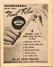Miller's Forge Nail Files Incomparable 6 reasons why 1947 Vintage Print Ad