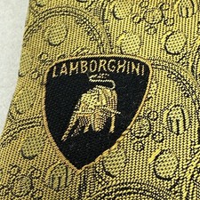 Automobili Lamborghini 90s Vintage Silk Tie Gold pattern. 56.5 L 3.75 W