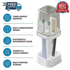 Toothbrush Holder with Cover 3 Slot Bathroom Toothpaste Storage Organizer Cup