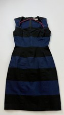 Banana Republic Dress Womens 2 Blue Black Striped Sleeveless Scoop Neck Sheath