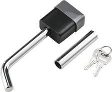 Trailer Hitch Lock Dia 1/2 Inch Bent Pin, 5/8 Inch Adapter, Padlock Style, Swive