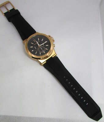 MENS MICHAEL KORS ROSE GOLD TONE BLACK RUBBER WRIST WATCH MK  display picture 2