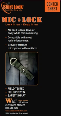 WESOL DISTRIBUTION Shirt Lock Mic Lock / LEO / EMT /Fire / Military /Microphone Holder/Center Chest