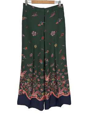 Boden Womens Weybourne Wide Leg Satin Trousers 10 Palazzo Cottagecore Twee Fairy
