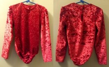 NEW Dance Ballet Gymnastics Costume Red Silver swirls leotard USA Made Girls 6 8