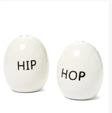 Finch and Robin Cream Hip Hop Egg Shaped Salt and Pepper Shakers