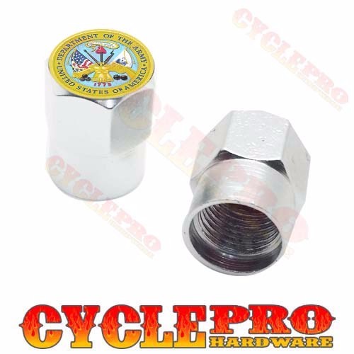 Silver Hex Billet Aluminum Custom Valve Caps Motorcycle Bike Car USA  ARMY