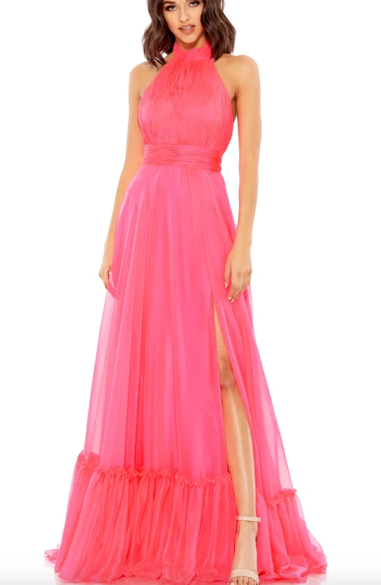 Mac duggal halter long best sale gown