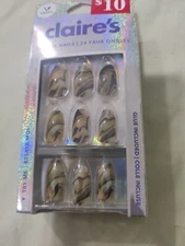 24pcs  Claire's Fake Press On Nails False Nails Glue On Nail Vegan Marble Design