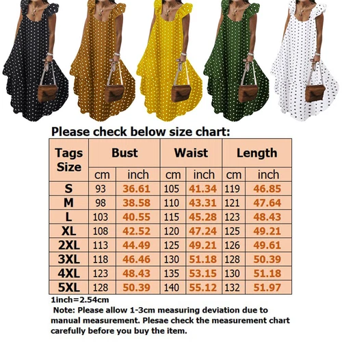Abito lungo donna smanicato prendisole donna bohemien a pois maxi dress - Foto 13 di 18