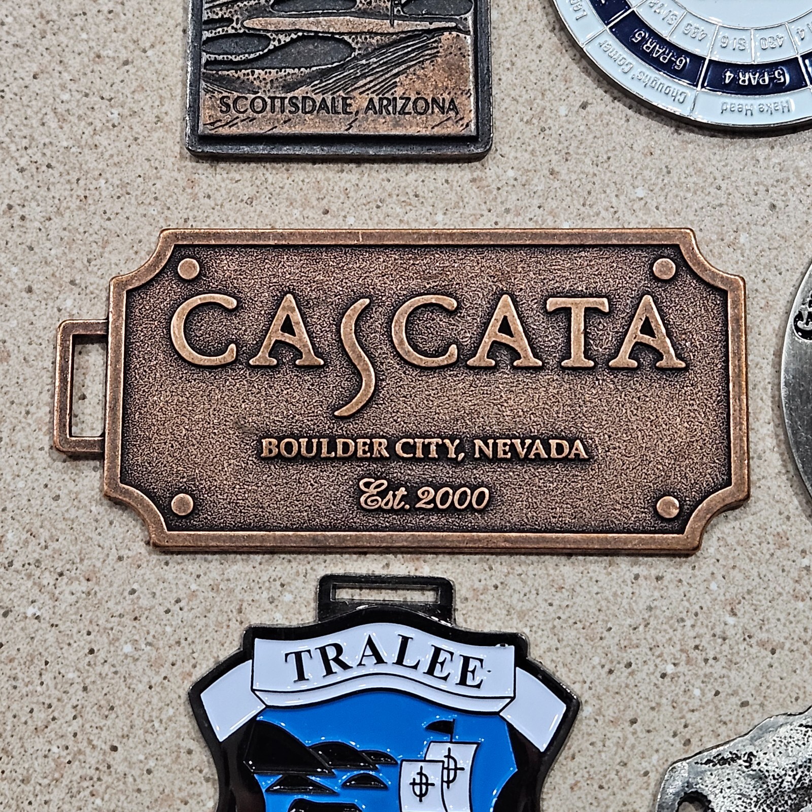 Lot of 6 Metal Golf Bag Tags Kierland Old Head Cascata Grayhawk Tralee