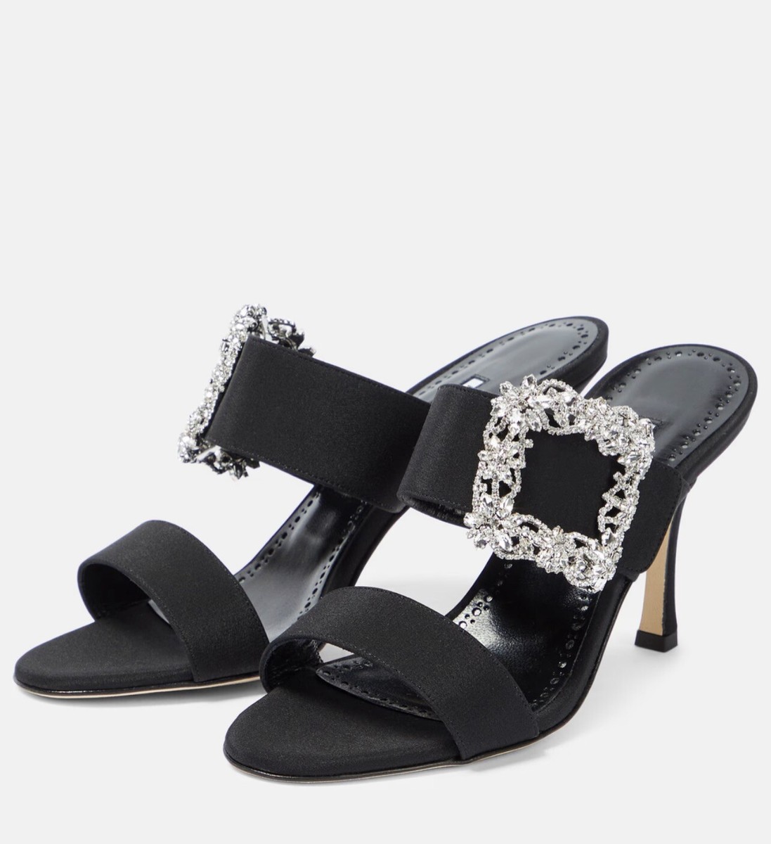 Manolo Blahnik Gable Crystal Buckle Slide Sandals | eBay
