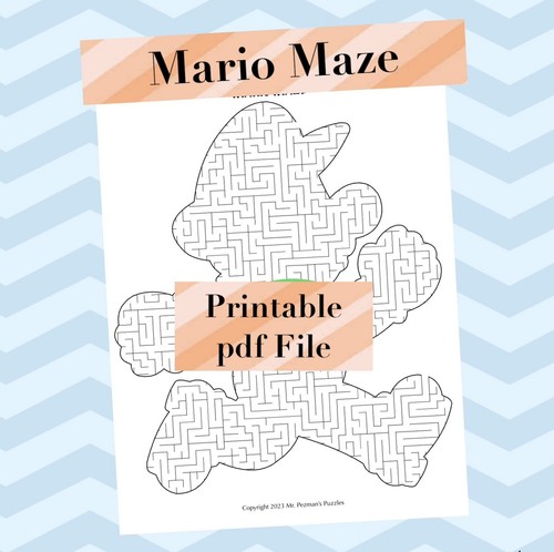 Handmade Printable Super Mario Maze Puzzle Game Brain Teaser PDF Download Fun | eBay