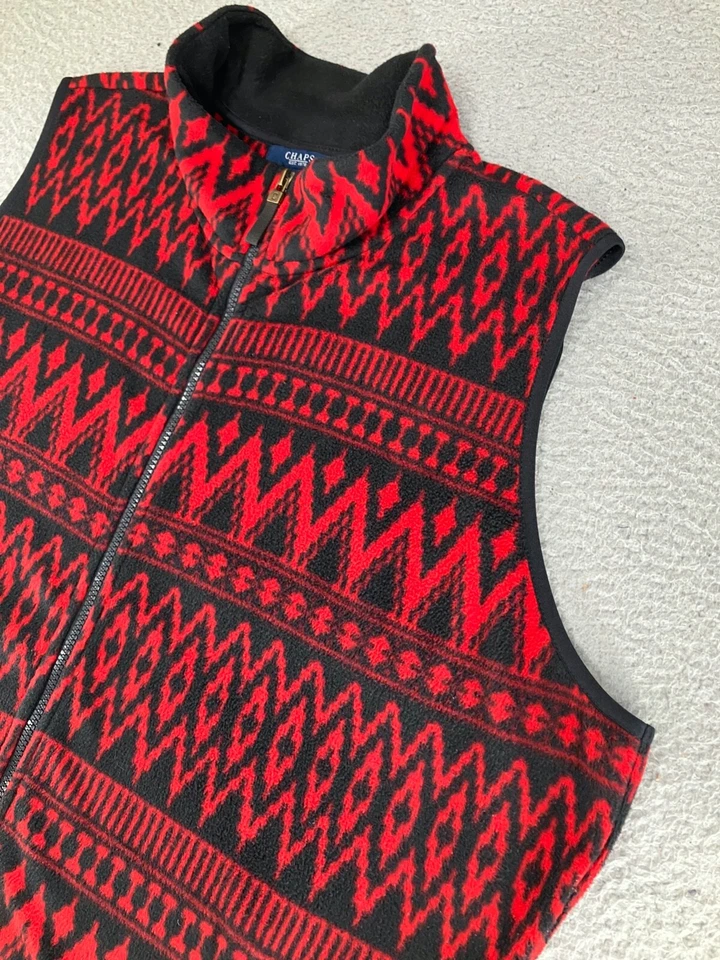 Chaps Aztec Sweater Vest Mens 3XL Red Western Cardigan Southwestern Native - Image 3 of 4